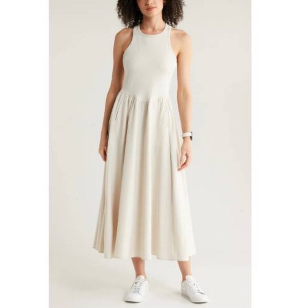 Zella Elegant Cream Sleeveless Dress